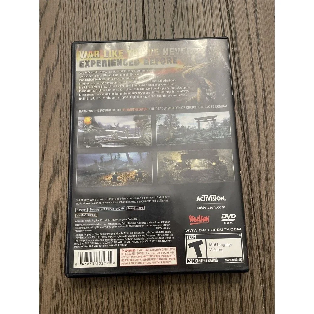 Call of Duty World at War Final Fronts Playstation 2 PS2 Blockbuster Stickers